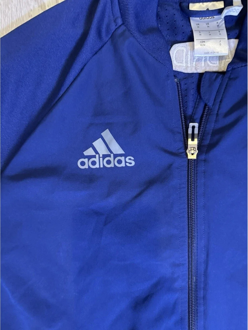 Adidas Climacool Madrid Men’s Medium Blue Full Zip Track Jacket 3 Stripe